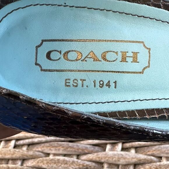Coach Snakeskin Chocolate Brown Pumps 8.5 - Picture 6 of 10